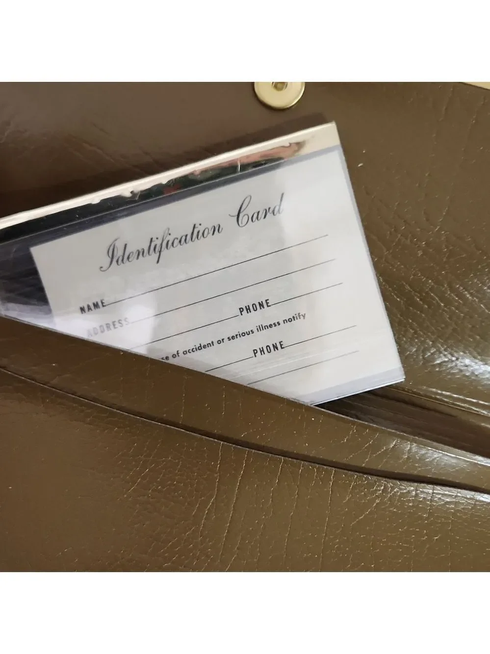Brown Leather Clutch/ Wallet with Gold Accents Vintage 1960s/70s